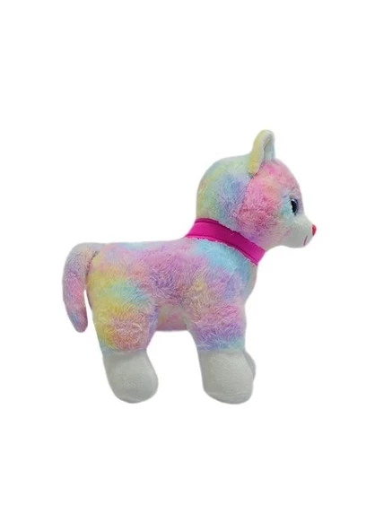 PELUŞ KEDİ 30 CM PEMBE TOKALI AYAKTA DURAN KEDİ - Uyku Ve Oyun Arkadaşı Peluş Oyuncak ürün görseli 1