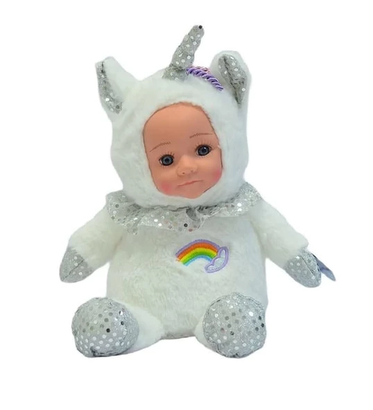 Bebek Yüzlü Sevimli Unicorn Peluş Oyuncak 35 cm Beyaz ürün görseli 1