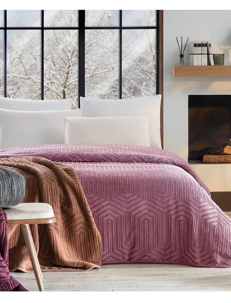 Özdilek Prestige Kalın Embos Çift Kişilik Battaniye (220x240)-Lila ürün görseli 1