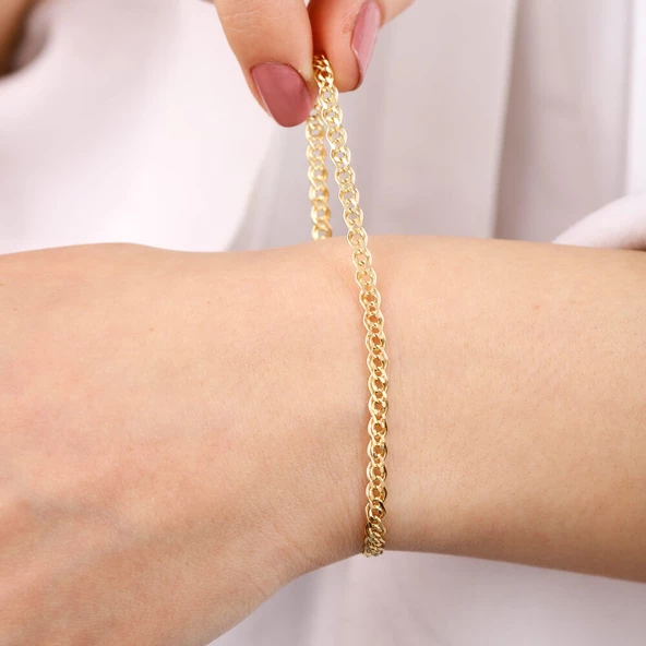 14 Ayar Altın Nonna Bileklik 3 mm - Resim 2