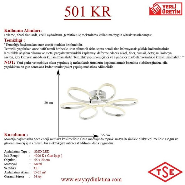 Eray Aydınlatma 501 Krom Led Avize - Resim 3