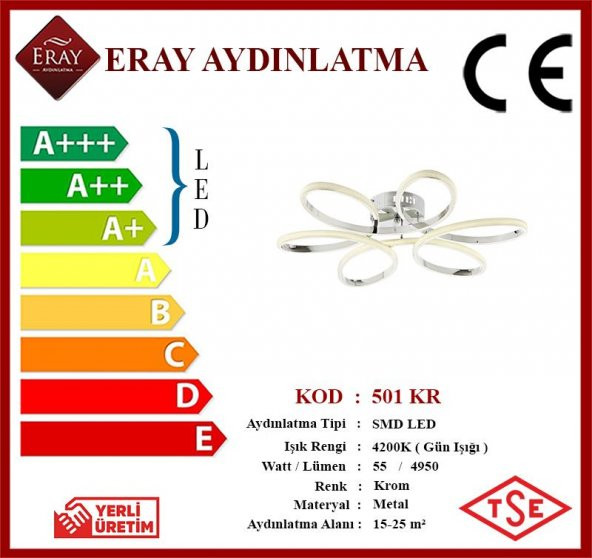 Eray Aydınlatma 501 Krom Led Avize - Resim 4
