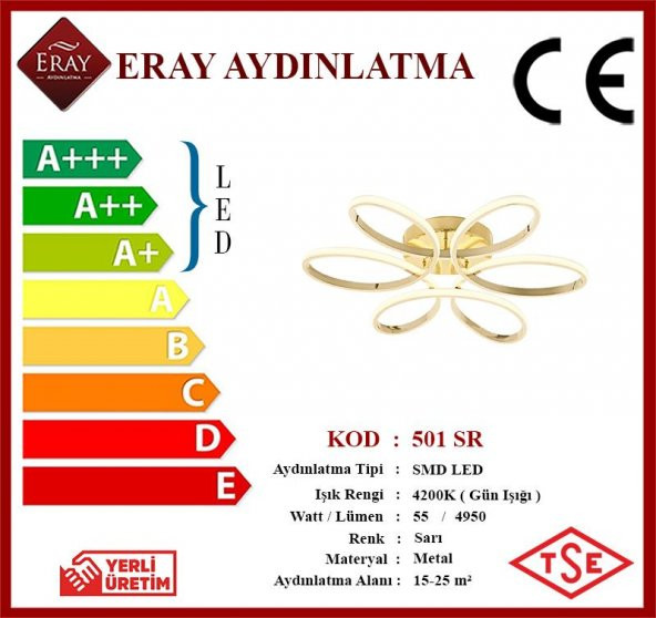 Eray Aydınlatma 501 Sarı Led Avize - Resim 3