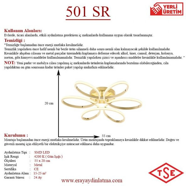 Eray Aydınlatma 501 Sarı Led Avize - Resim 4