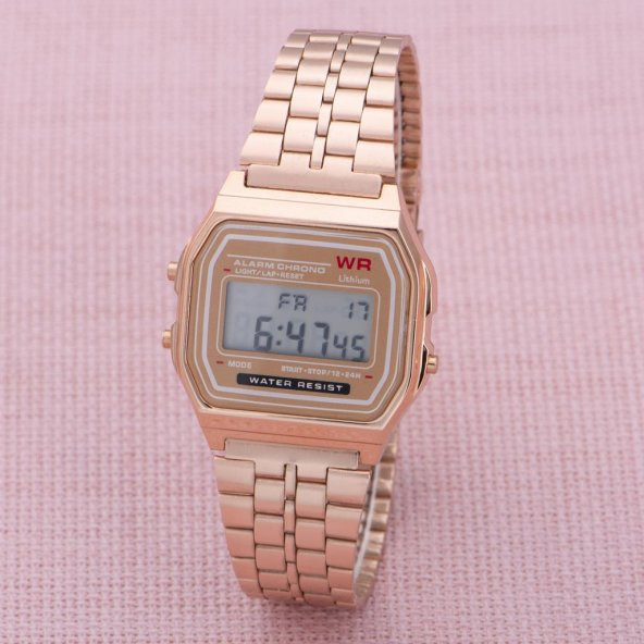 SaaTTino Rose Renk Çelik Kordon Dijital Retro Kadın Kol Saat ST-303871 ürün görseli 1