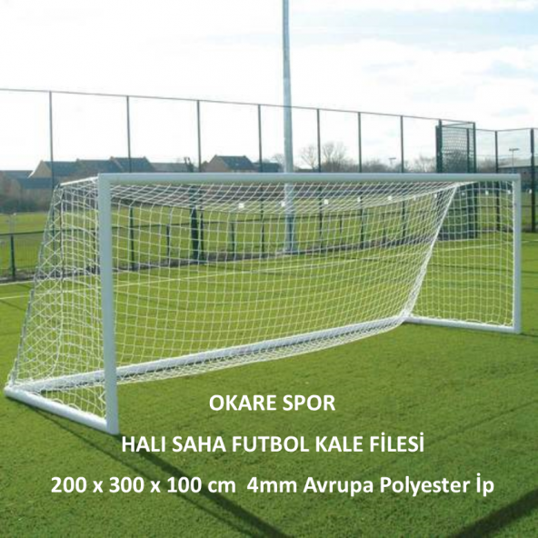 Okare Spor Halı Saha Futbol Kale Filesi 2x3x1m- 4 mm Polyester İp ürün görseli 1