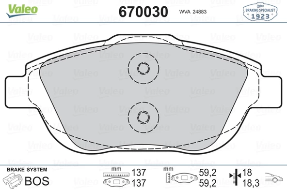ÖN FREN BALATASI CORSA F 19 CROSSLAND 17 MOKKA 20 C3 II-III-AIRCROSS 09 C4 14 208 19 2008 19 DS3 15 15 İNÇ 283mm ürün görseli 1
