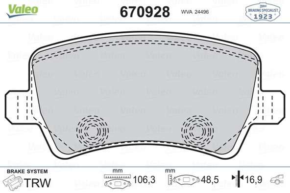 ARKA FREN BALATASI S-MAX 09 06 GALAXY III 06 VOLVO S60 10 S80 06 V60 -V70 06 XC60 08 XC70 06 RANGE ROVER EVOQUE 11 ürün görseli 1