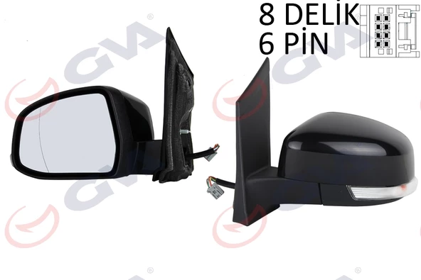 DIŞ DİKİZ AYNASI SOL FOCUS II 08 11 ELEKTRİKLİ ISITMALI SİNYALLİ ASFERİK 6 FİŞ VM-6304EHAL KAPAKLI ürün görseli 1