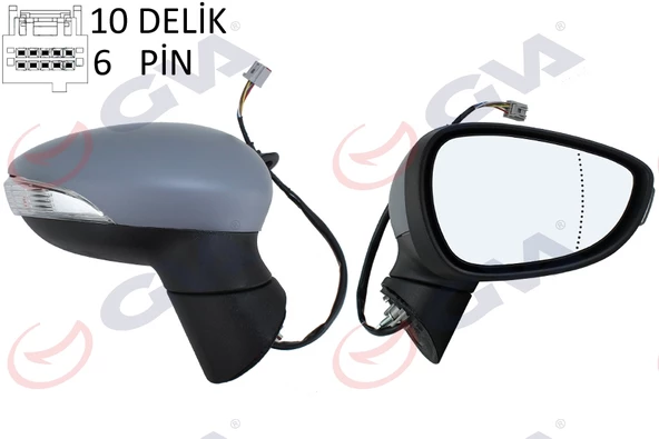 DIŞ DİKİZ AYNASI SAĞ FIESTA 12 17 ELEKTRİKLİ ISITMALI SİNYALLİ ASTARLI ASFERİK 6 FİŞ VM-6326EHPAR ürün görseli 1