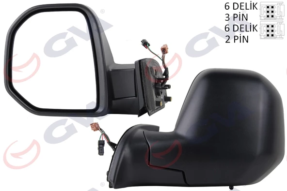 DIŞ DİKİZ AYNASI SOL BERLINGO-PARTNER 08 ELEKTRİKLİ ISITMALI SENSÖRLÜ KONVEKS VM-6118EHL ürün görseli 1
