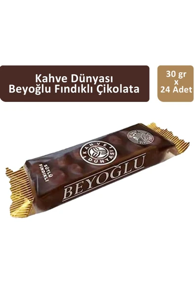 Kahve Dünyası Beyoğlu Sütlü Fındıklı Çikolata 30 gr x 24 Adet ürün görseli 1