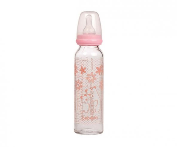 Bebedor Isıya Dayanıklı Cam Biberon 250 Ml - Pembe ürün görseli 1