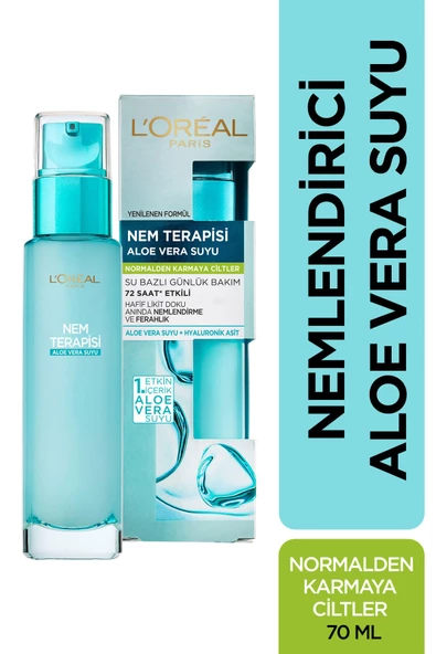 L'Oreal Paris Nem Terapisi Aloe Vera Suyu Normalden Karmaya Ciltler 70 ml ürün görseli 1