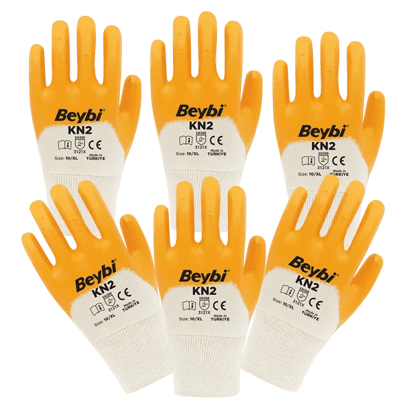 Beybi Kn2 Sarı Pamuk Nitril Eldiven No: 10 / XL 6 Çift Kampanya 8681780060068 ürün görseli 1