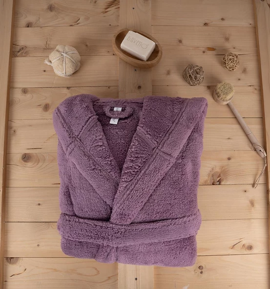 Wellsoft Peluş Yetişkin Kapüşonlu Cepli Bornoz - Resim 4