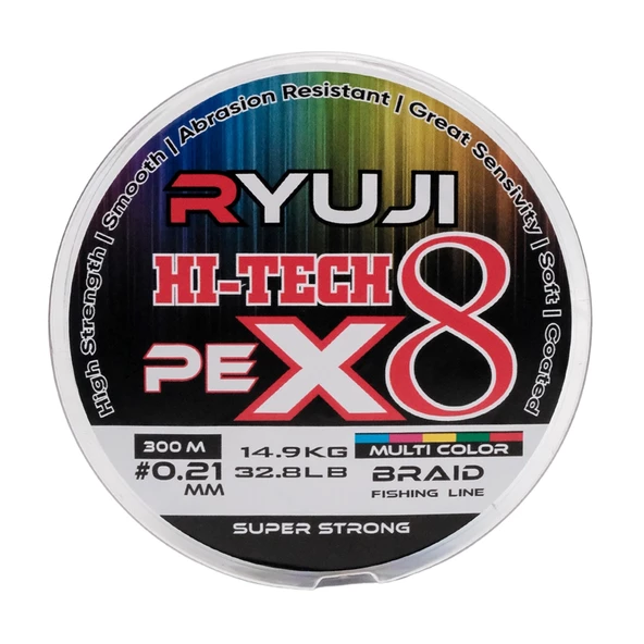 Ryuji HI-Tech PE 8B Multicolor 300m İp Misina Kalınlık (mm) : 0,27mm ürün görseli 1