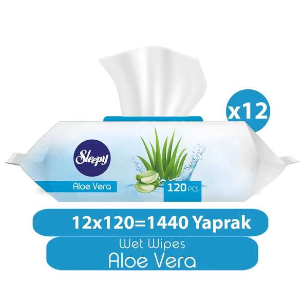 Sleepy Aloe Vera Islak Havlu 12x120 (1440 Yaprak) ürün görseli 1