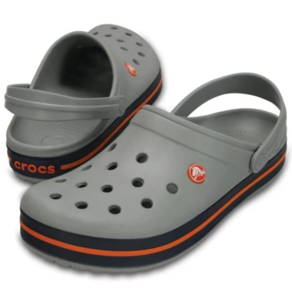 Crocs Gri Unisex Crocband Kenarı Turuncu Çizgili Terlik 11016 ürün görseli 1