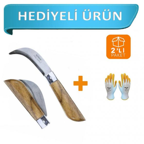 Bayram Paslanmaz Eğri Aşı Bıçağı Çakısı 22 Cm No:3 (Eldiven Hediyeli) ürün görseli 1