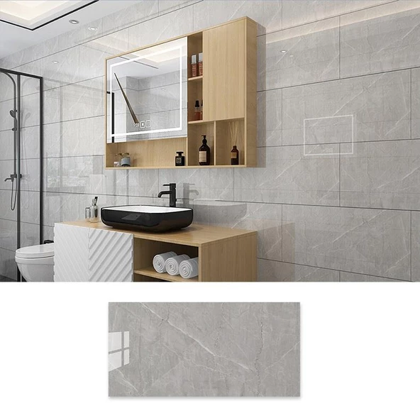 Renkli Duvarlar BS1744 60x30cm Shiny Mermer Desenli Yapışkanlı Esnek Karavan Banyo Wc Duvar Kaplama Paneli ürün görseli 1