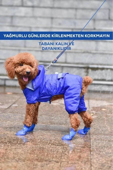 Kedi ve Köpekler İçin Pati Ayakkabısı, Silikon Kaymaz Taban Cırt Cırtlı Pati Ayakkabısı ürün görseli 1