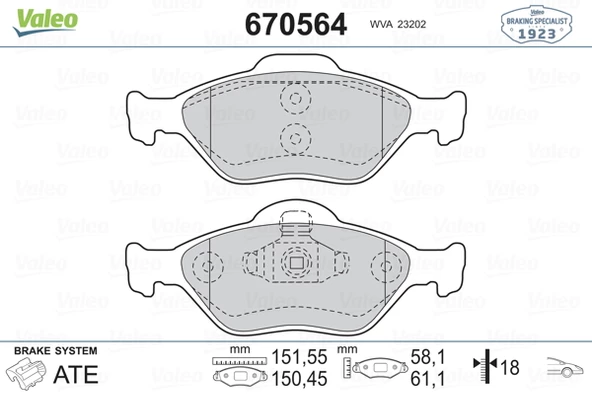 ÖN BALATA FIESTA 1.4TDCİ ABSLİ 00 FUSION 02 MAZDA 121 96 MAZDA 2 03 ürün görseli 1
