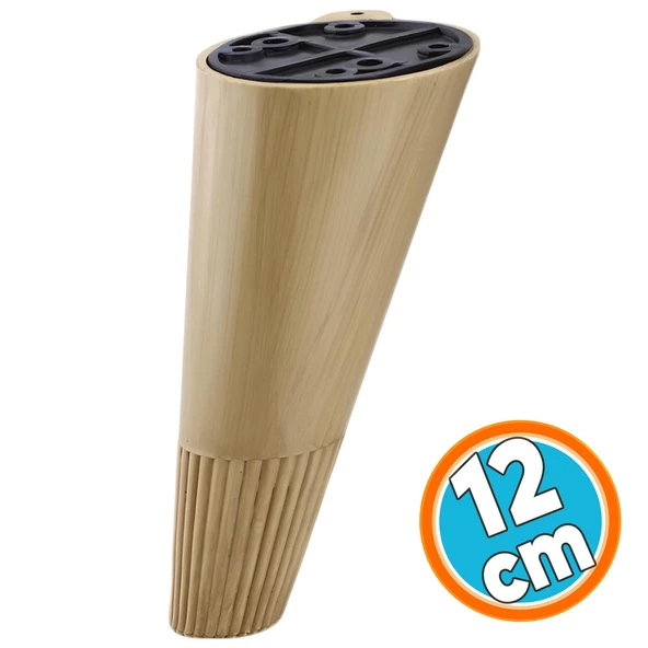 Mobilya Yükseltici Baza Ayağı Koltuk Kanepe Altı Puf Ayakları Açılı Konik 12 cm Açık Ceviz Renk Ayak ürün görseli 1