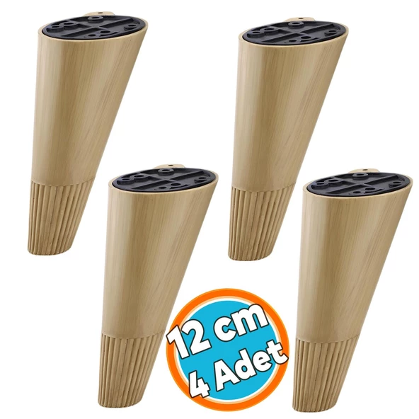 Mobilya Yükseltici Baza Ayağı Koltuk Kanepe Altı Puf Ayakları Açılı Konik 12 cm Açık Ceviz Renk Ayak ürün görseli 1