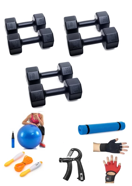 Ps Spor 3 Çift Dambıl Set 3 Kg 4 Kg 5 Kg 5 Çeşit Egzersiz Seti ürün görseli 1
