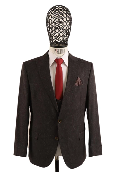 Yelekli Slim Fit Takım Elbise - Resim 3