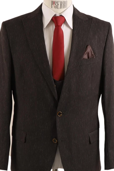 Yelekli Slim Fit Takım Elbise - Resim 4
