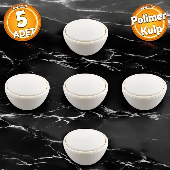Piyano Polimer Düğme Kulp DışBükey Mat Aytaşı Dolap Mobilya Mutfak Dolabı Çekmece Kulpu Kulbu 5 ADET ürün görseli 1