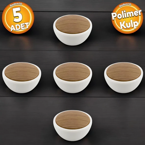 Piyano Polimer Düğme Kulp Dışbükey Aytaşı Ceviz Dolap Mobilya Mutfak Çekmece Kulpu Kulbu 5 ADET ürün görseli 1
