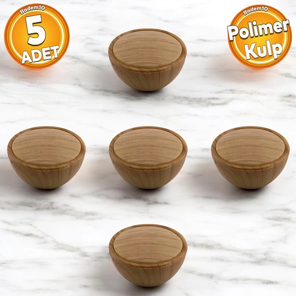 Piyano Polimer Düğme Kulp Dışbükey Ceviz Dolap Mobilya Mutfak Dolabı Çekmece Kulpu Kulbu 5 ADET ürün görseli 1