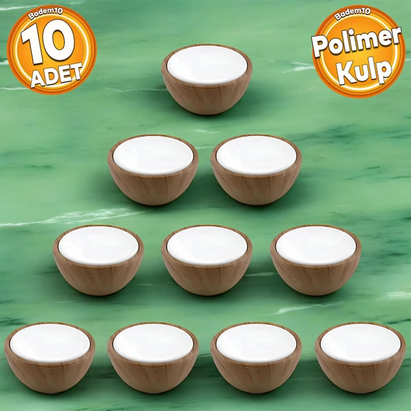 Piyano Polimer Düğme Kulp İçbükey Ceviz Beyaz Dolap Mobilya Mutfak Dolab Çekmece Kulpu Kulbu 10 ADET ürün görseli 1