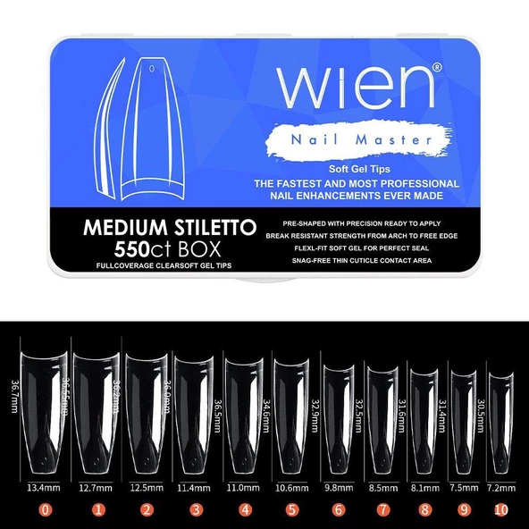 Yeni Nesil Protez Tırnak Jel Tips Soft Gel Tips Medium Stiletto Balerin 550 adet ürün görseli 1