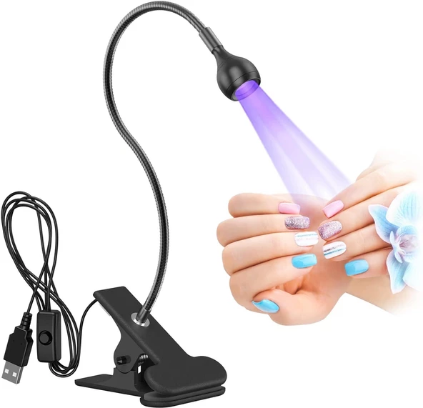 Portatif Mandallı Mini Uv Led Lamba Manikür Tırnak Kurutucu Siyah 3w ürün görseli 1