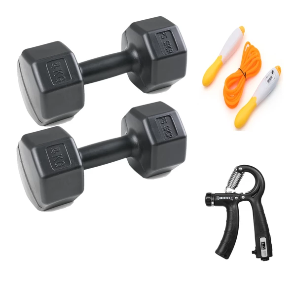 PS SPOR 8 KG DAMBIL (4 X 2 + SAYAÇLI AYARLANABİLİR EL YAYI + SAYAÇLI AYARLANABİLİR ATLAMA İPİ İLE ürün görseli 1