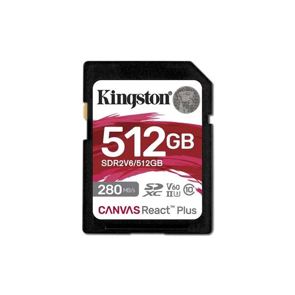 Kingston 512G Sdxc Canvas React Plus (280-150)Mb/S Sdr2V6/512Gb ürün görseli 1