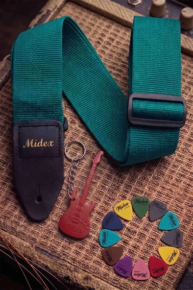Midex ASM-26TR Gitar Omuz Askısı Turkuaz Renk 89-155cm (Pena Hediye) ürün görseli 1