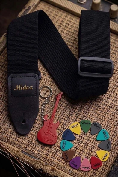 Midex ASM-26BK Gitar Omuz Askısı Siyah Renk 89-155cm (Pena Hediye) ürün görseli 1