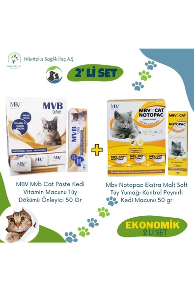 Cat Vitamin Paste 50 Gr ve Mvb Notopac Peynirli Kedi Macunu 50 gr 2 li ekonomik set ürün görseli 1
