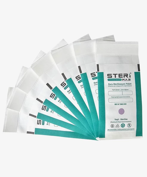 Freze Uç Sterilizasyon Zarfı - Mini Boy İndikatörlü Sterilizasyon Paketi 60x130mm (100) Adet ürün görseli 1