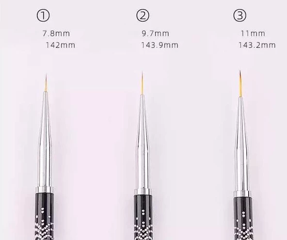 3lü Liner Nail Art Fırça Seti Kapaklı - Resim 4