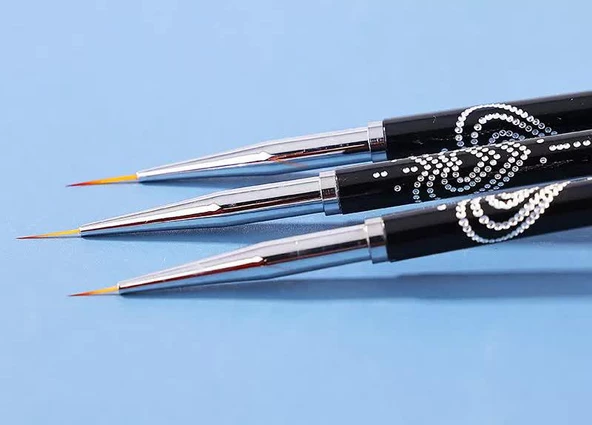 3lü Liner Nail Art Fırça Seti Kapaklı - Resim 2