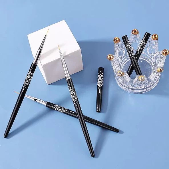 3lü Liner Nail Art Fırça Seti Kapaklı - Resim 3