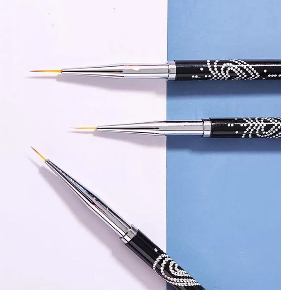 3lü Liner Nail Art Fırça Seti Kapaklı ürün görseli 1
