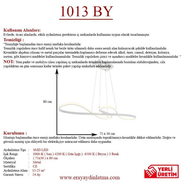 Eray Aydınlatma 1013 Beyaz Led Avize - Resim 3