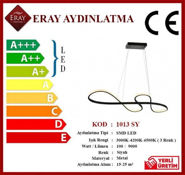 Eray Aydınlatma 1013 Siyah Led Avize - Resim 3